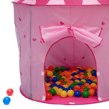 LittleTom Spielzelt Mädchen Pop Up Spielzelt Bällebad Kinderzelt Rosa Kinderspielzelt + Tasche