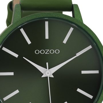 OOZOO Quarzuhr Oozoo Damen Armbanduhr Vintage Analog, Damenuhr rund, groß (ca. 42mm) Lederarmband, Fashion-Style