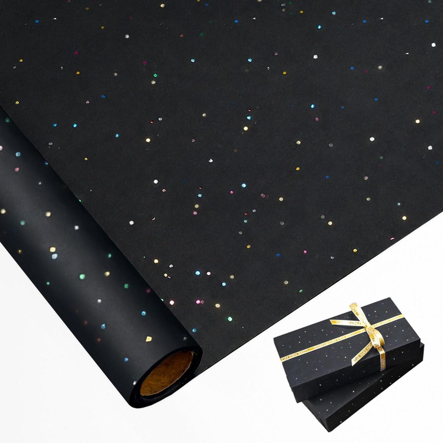 LuxusKollektion Geschenkpapier Seidenpapier Glitzer Schwarz 10m x 43cm