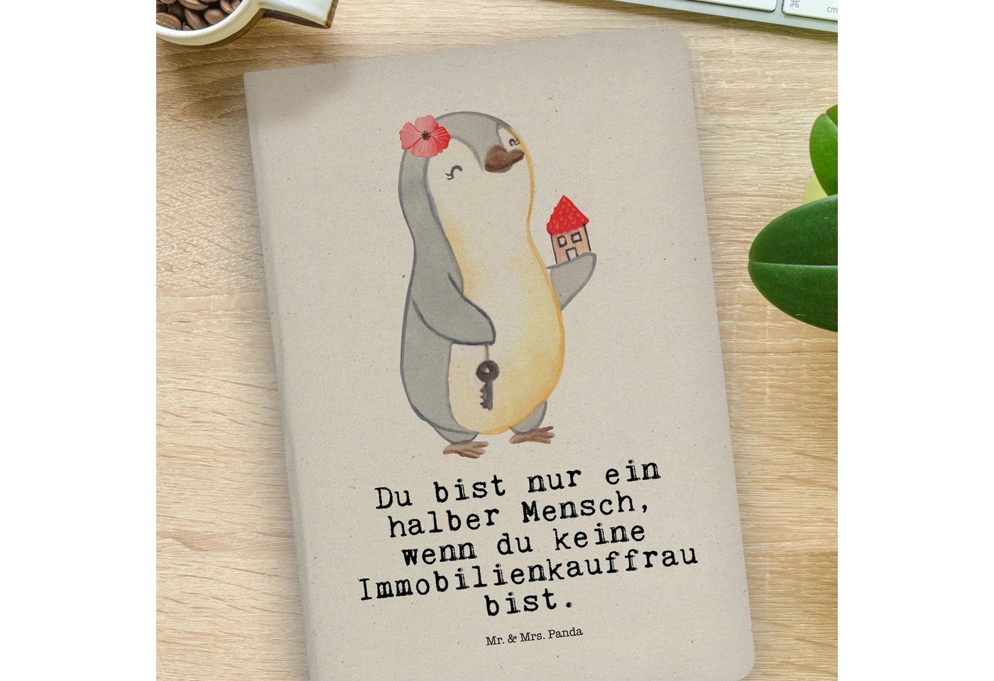 Thumbnail - Mr. & Mrs. Panda Notizbuch Immobilienkauffrau Herz - Transparent - Geschenk, Natur Notizbuch A4, Mr. & Mrs. Panda, Echte...