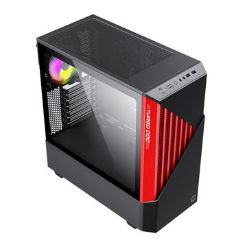 GAMEMAX Gaming-Gehäuse Contac COC BR Midi-Tower 2xUSB3.0, HD-Audio, ATX, schwarz/rot, gehärtetes Glas