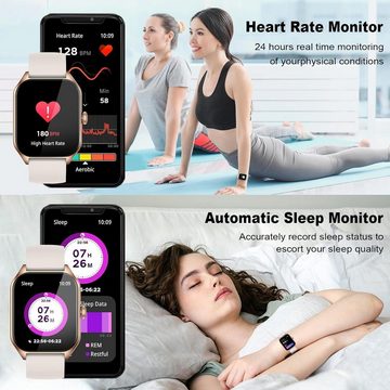 DXHBC Smartwatch (1,85 Zoll, Android iOS), Fitness Anrufe SpO2/Schlaf Herzfrequenzmesser 120+ Sport Wasserdicht
