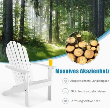 KOMFOTTEU Gartenstuhl Adirondack Stuhl, aus Akazienholz, bis zu 160kg Belastbar