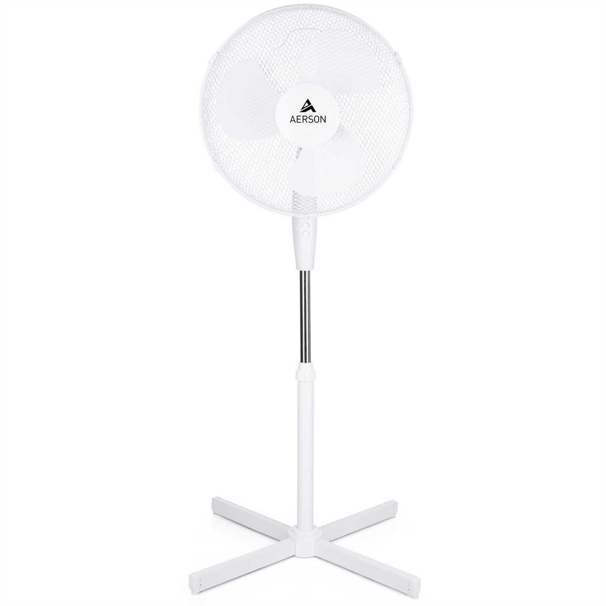 AERSON Standventilator Ventilator 3 80° Weiß Oszillation Ø40cm, höhenverstellbar ca. 120cm, bis Geschwindigkeitsstufen