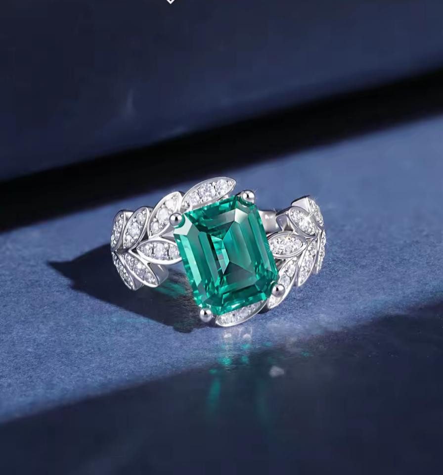 Jumpeak Verlobungsring Smaragdring Damen,Lab Grown Emerald Ring,Verlobungsring mit Diamanten, 585 Gold Ring,Promise Ring,Geschenk für Frau,Geburtstag,Weihnachten