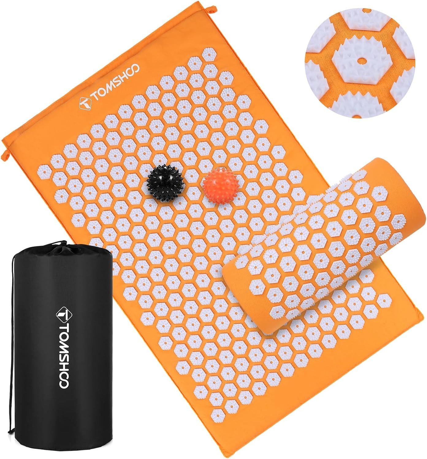 UE Stock Akupressurmatte Akupressurmatte und Kissen mit Tasche zur Muskelentspannung Orange, Praktisch und tragbar