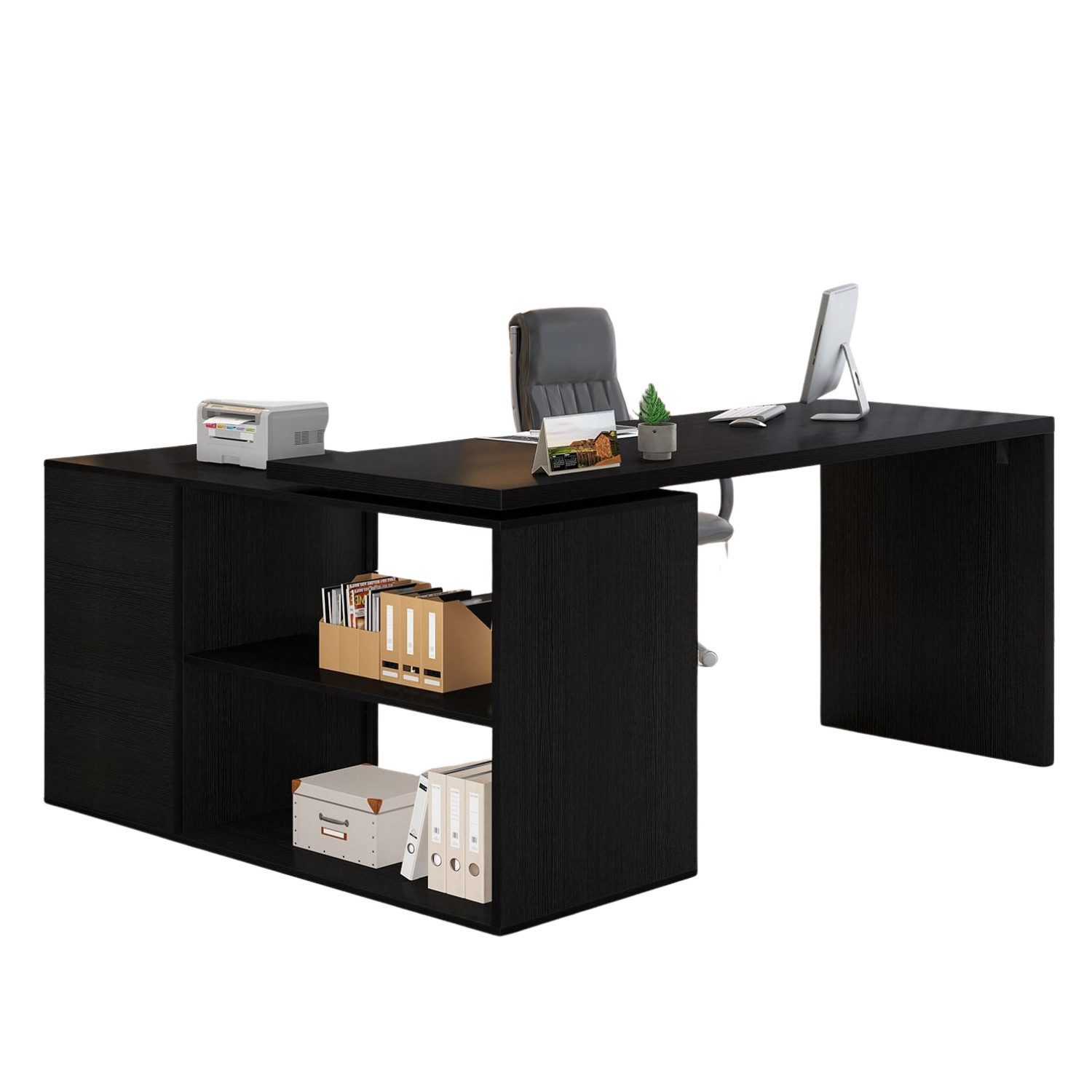 mukuhi Schreibtisch SCHREIBTISCH mit Schubladen flexibel Büro Computertisch 140x 50x76 cm, 6 Aufbauvarianten möglich
