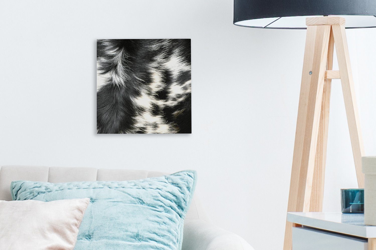 OneMillionCanvasses® Leinwandbild Bilder Kuhhaut Leinwand für Langhornkuh, Wohnzimmer einer Die Schlafzimmer (1 St)