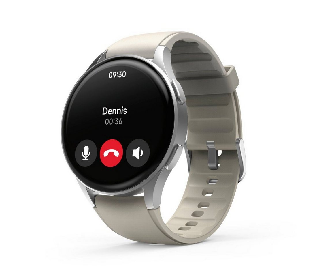 Hama Smartwatch 8900 (Telefonfunktion, GPS, wasserdicht IP68, Herzfrequenz) Smartwatch (3,3 cm/1,3 Zoll) beige|silberfarben