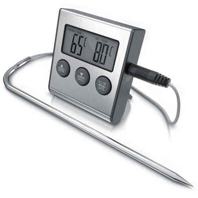 Arendo Grillthermometer, Grillthermometer digital mit Edelstahlsonde 2 Modi - Messbereich -26° bis 250°C
