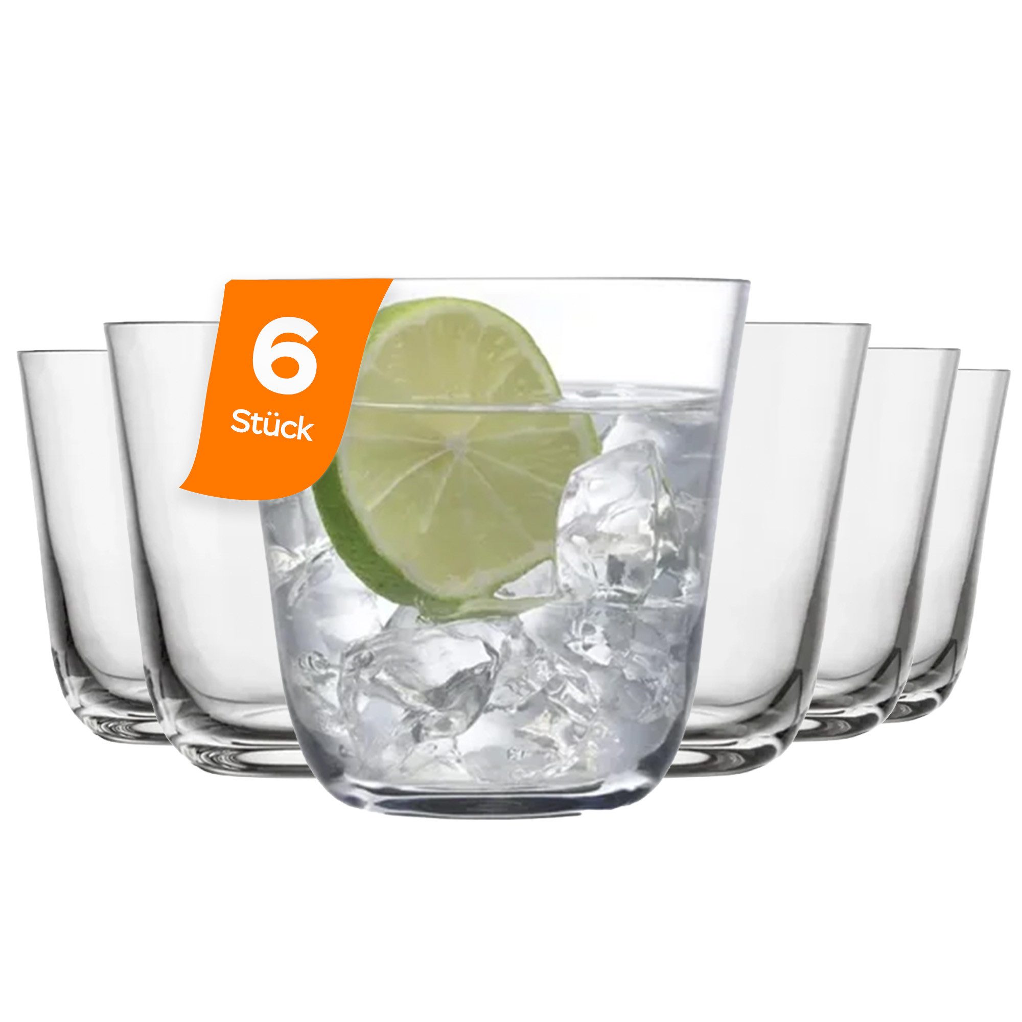 Pasabahce Gläser-Set Savage Wassergläser 6er-Set, 260 ml, Kristallglas, 6-tlg., Kristallglas, Kompakter Kristallglas-Tumbler mit klarer, moderner Form