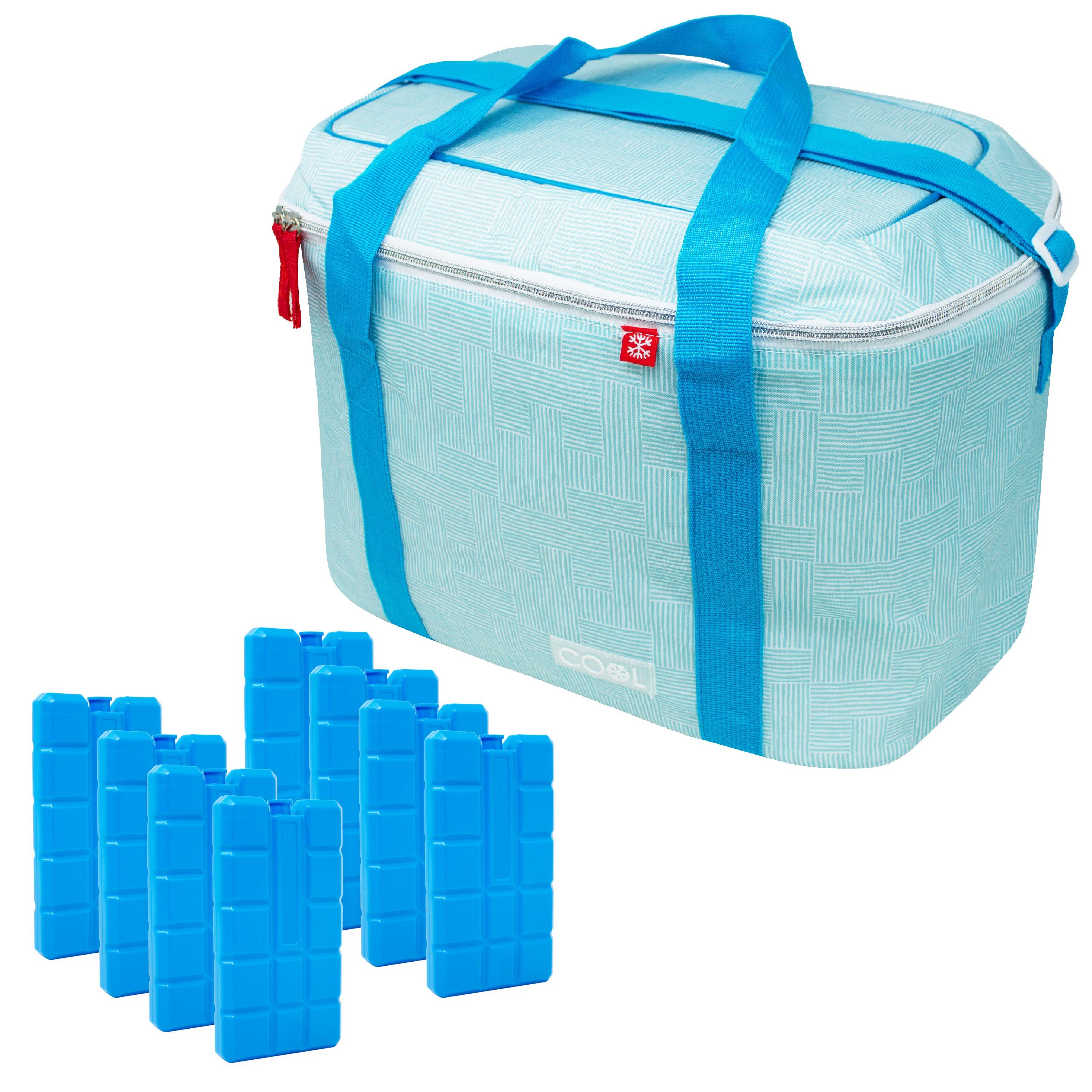 Kühltasche 25 Liter Kühltasche Thermotasche mit 8er-Set 200 ml Kühlakkus