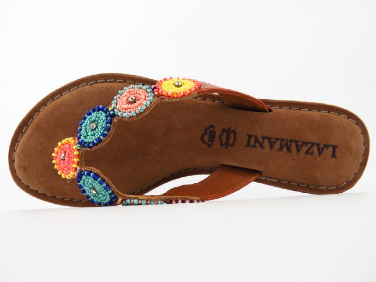 Lazamani Leder tan multi Pantolette