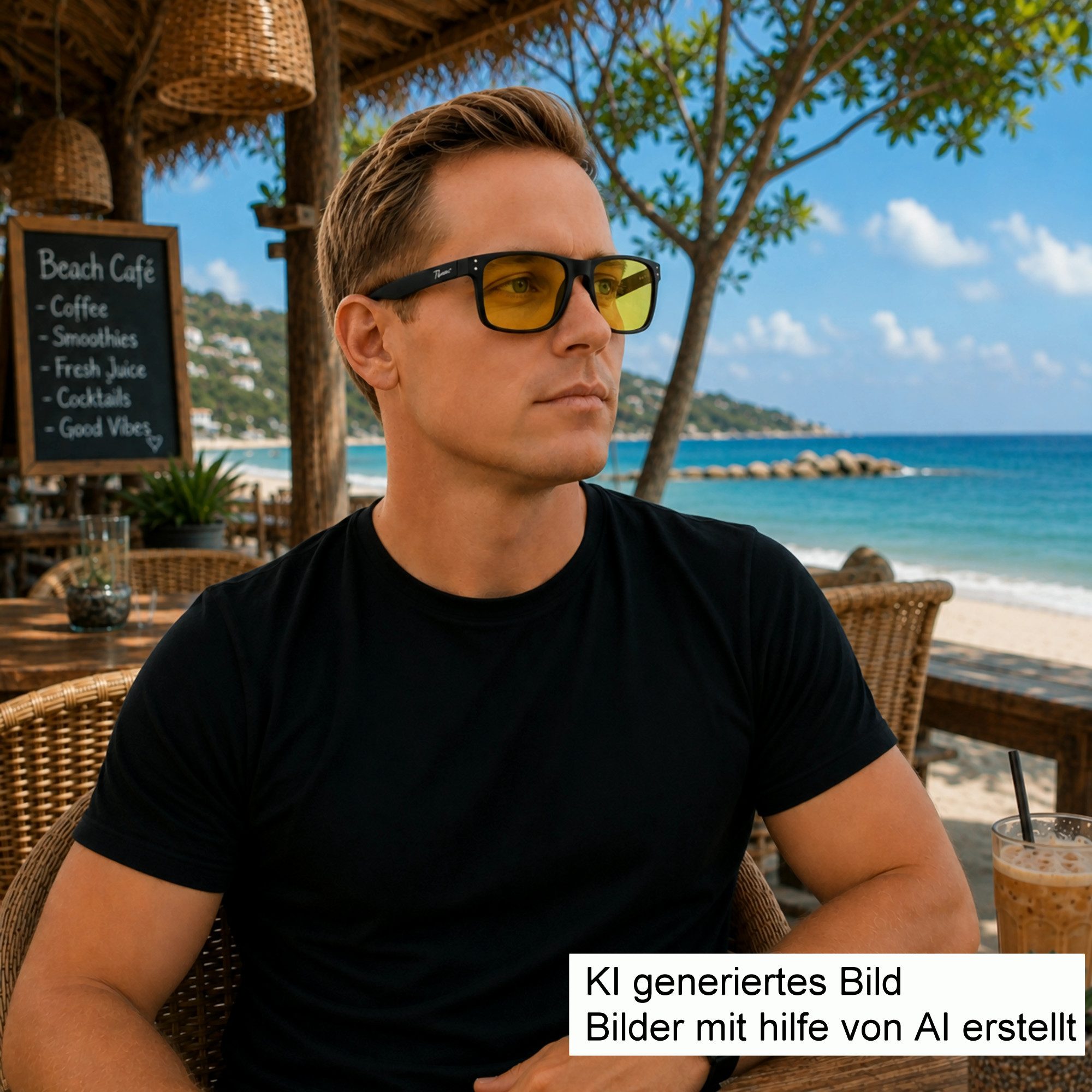 Rennec Sonnenbrille Herren Rechteckig Polarisiert Verspiegelt Markenbrille mit Hardcase Gläser UV400 Getönt oder Verspiegelt, stabile Bügelgelenke