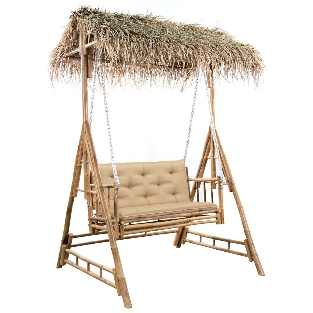 Hollywoodschaukel Hollywoodschaukel mit Palmblättern und Kissen 202 cm Bambus