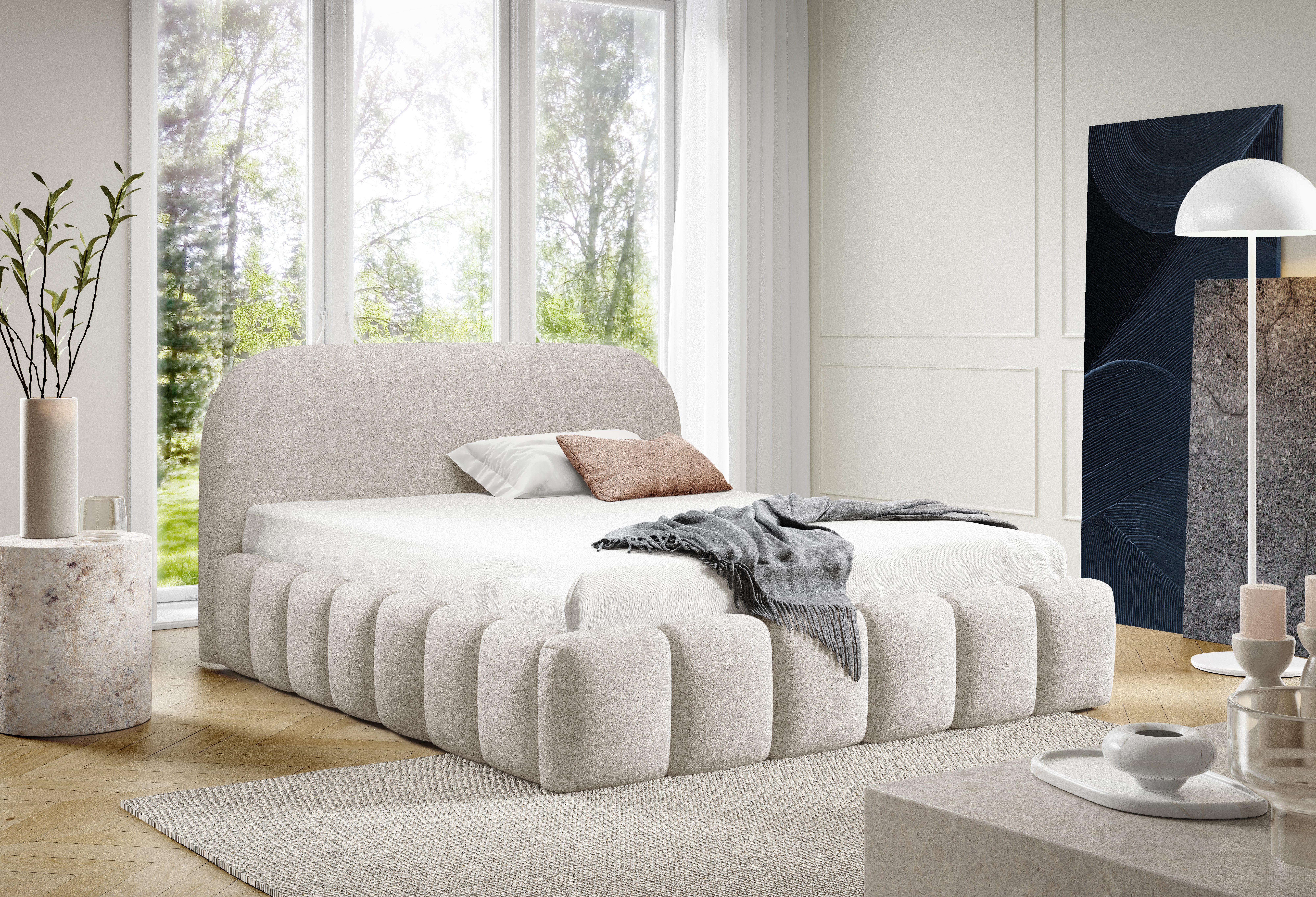 yourhouse24 Polsterbett Design-Polsterbett – Cloud-Bed im Plüsch-Design mit Bettkasten, Luxus Wolkenbett mit Bettkasten & Lattenrost