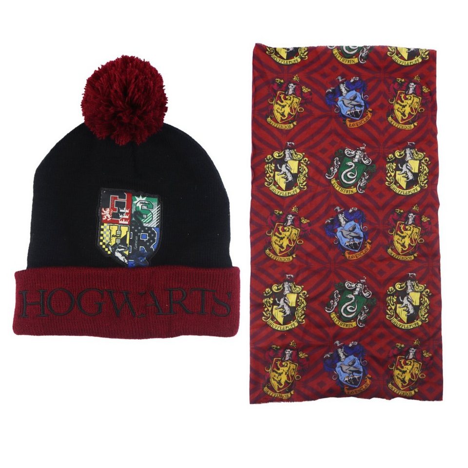 Harry Potter Bommelmütze Hogwarts Winter Set Mütze plus Snood Schaal Gr. 54  bis 56