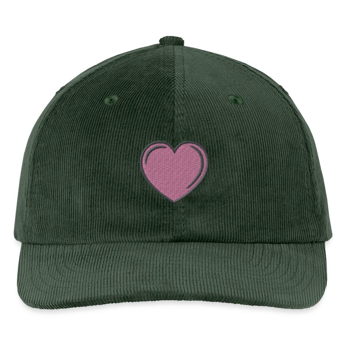 Spreadshirt Baseball Cap Rosa Herz bestickt Liebe Stickmotiv Bestickte Cord Cap (1-St)