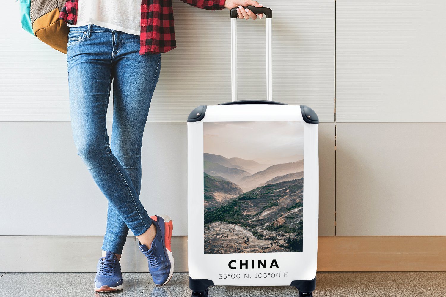Reisetasche MuchoWow - Ferien, rollen, Reisekoffer für Asien, 4 Rollen, Sommer - - Trolley, Berge Handgepäckkoffer mit Handgepäck China