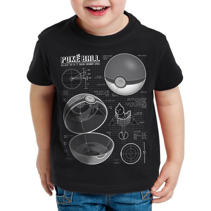 style3 Print-Shirt Kinder T-Shirt Pokéball Blaupause monster spiel online