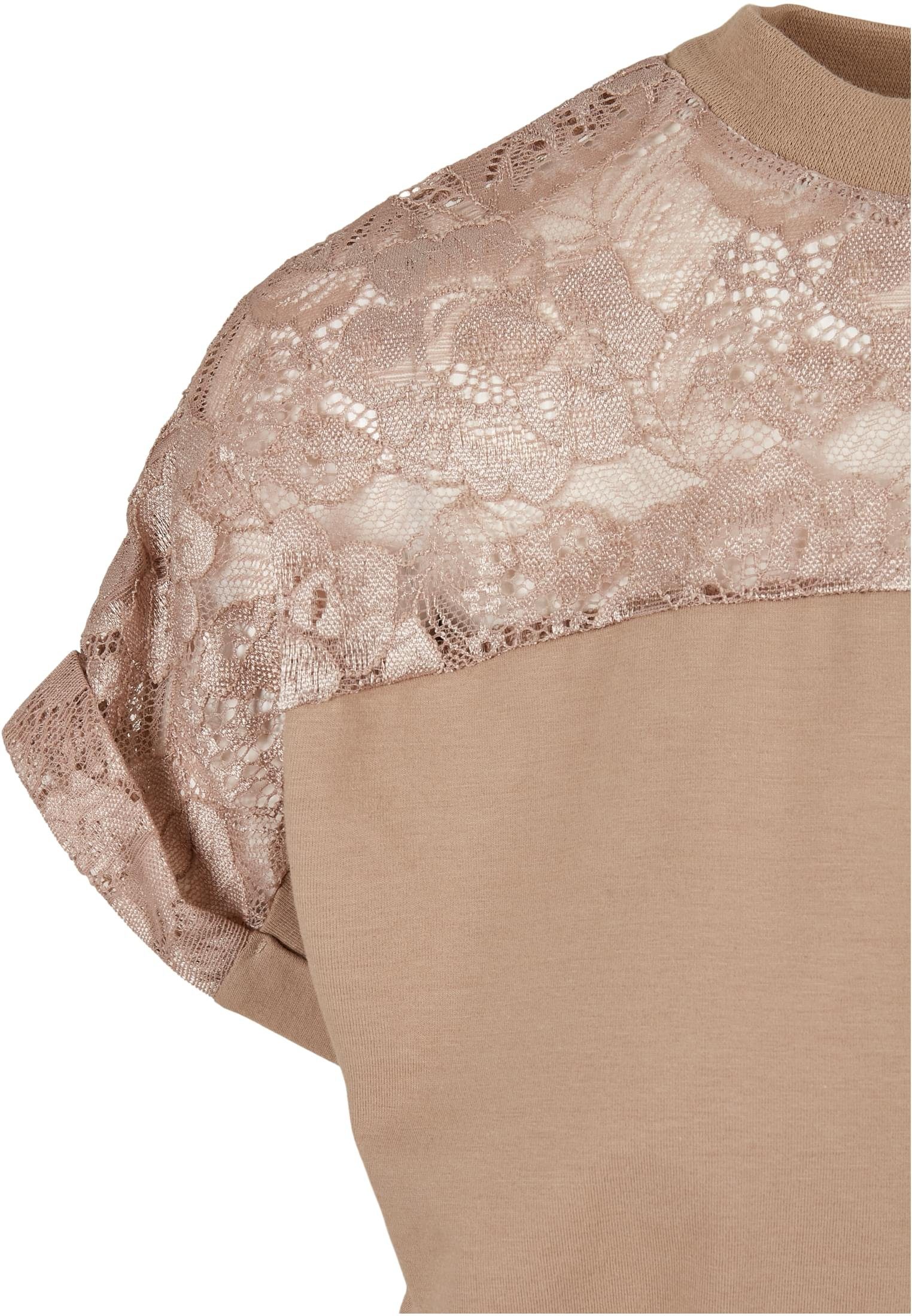 URBAN CLASSICS Kurzarmshirt Damen Ladies Lace Oversized Tee softtaupe (1-tlg)