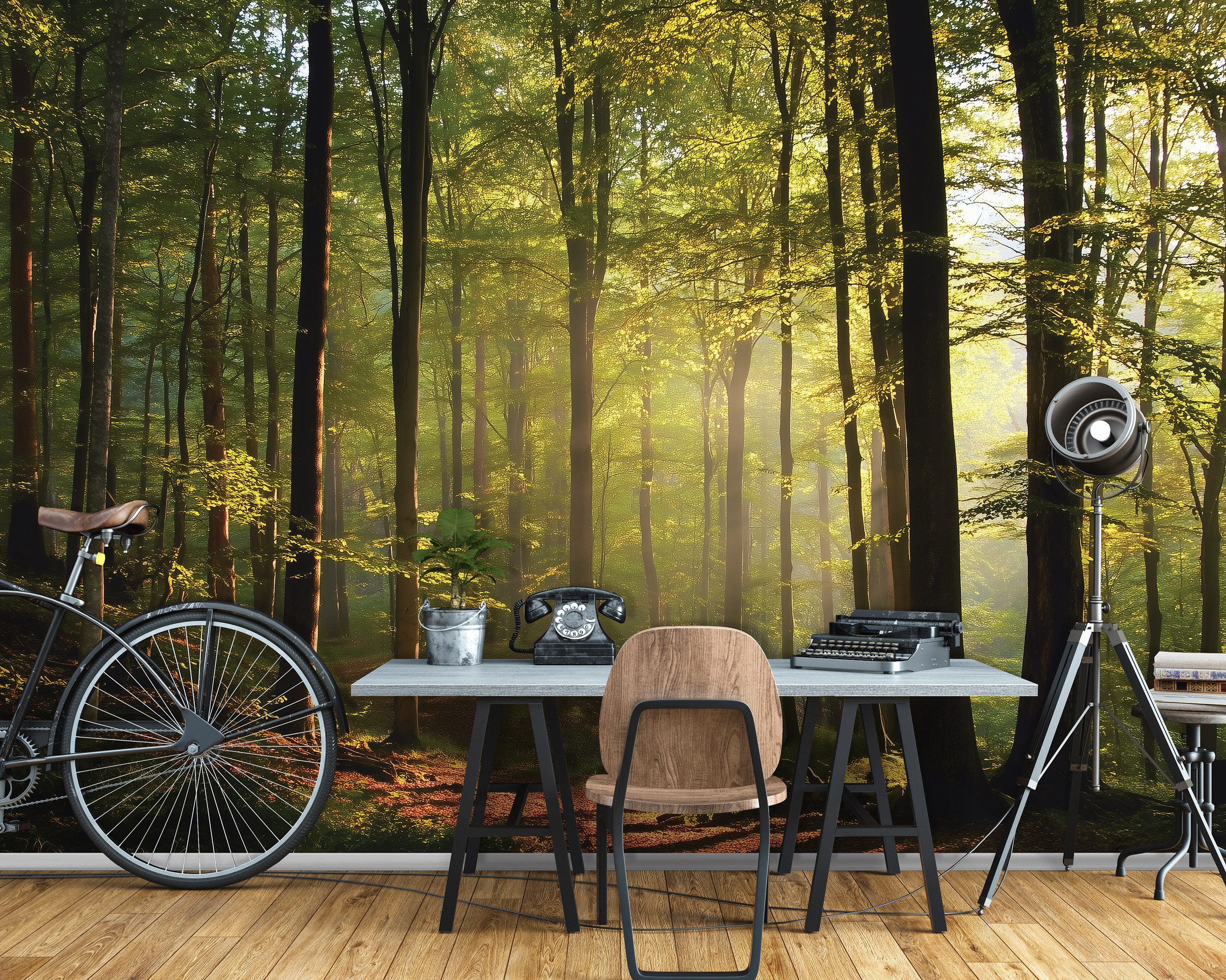 Wallarena Fototapete Wald Natur Grün Orange Vlies Tapete Wohnzimmer Schlafz günstig online kaufen