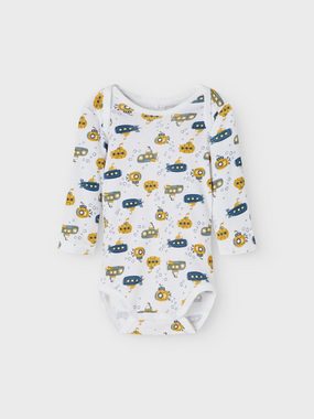 Name It Langarmbody Name It Unisex Baby Bodys im Set aus Bio-Baumwolle (Packung, 1-tlg., 3er-Pack) mit niedlichem Frontprint, mit Druckknöpfen im Schritt, ohne kratzige Halsetiketten