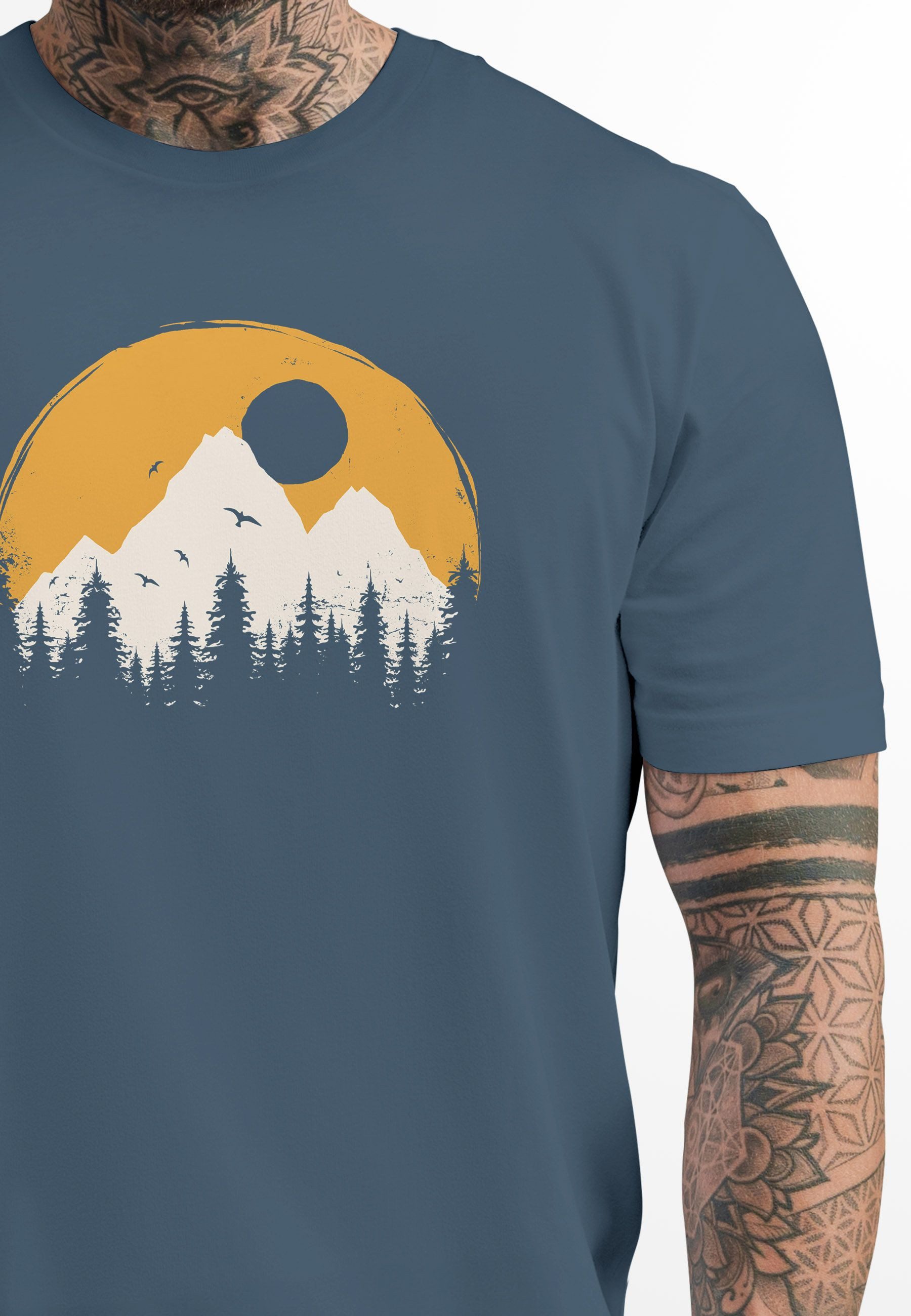 Neverless Print-Shirt Herren T-Shirt Outdoor Print Natural Badge Logo Wande günstig online kaufen