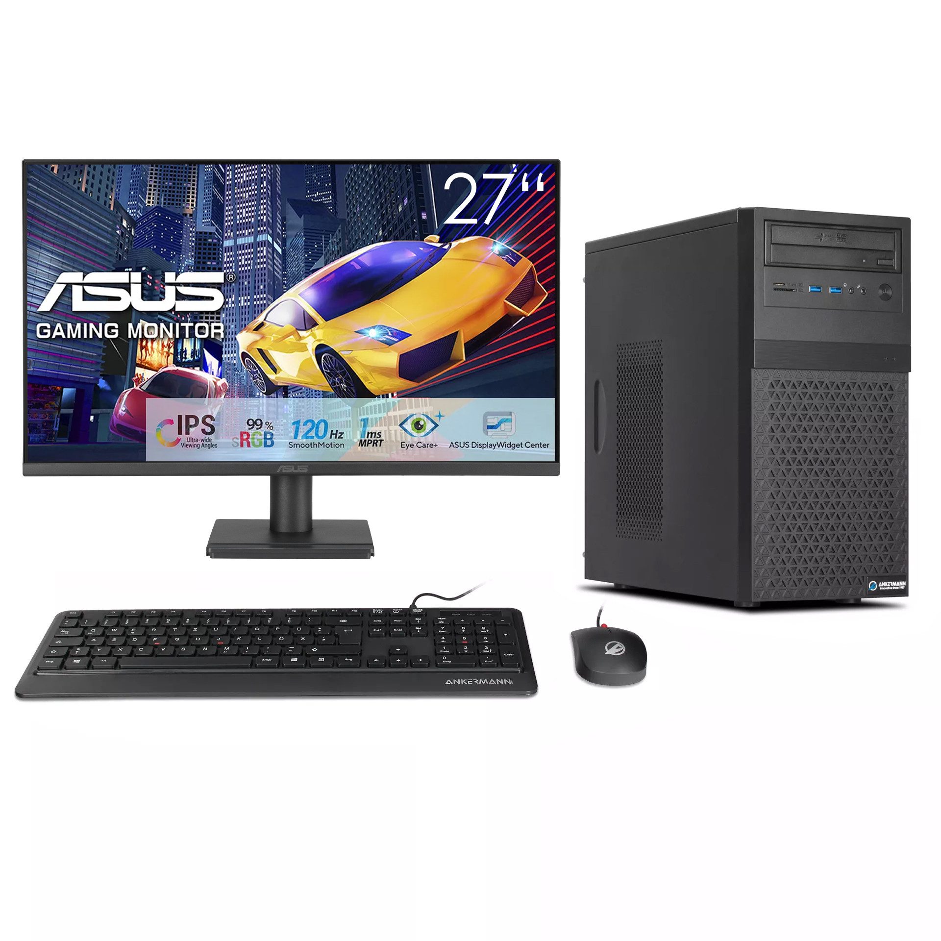 ANKERMANN-PC Office komplett PC Büro PC-Set (Intel Core i5 10400, Core Onboard Graphics, 16 GB RAM, 480 GB SSD, Luftkühlung)