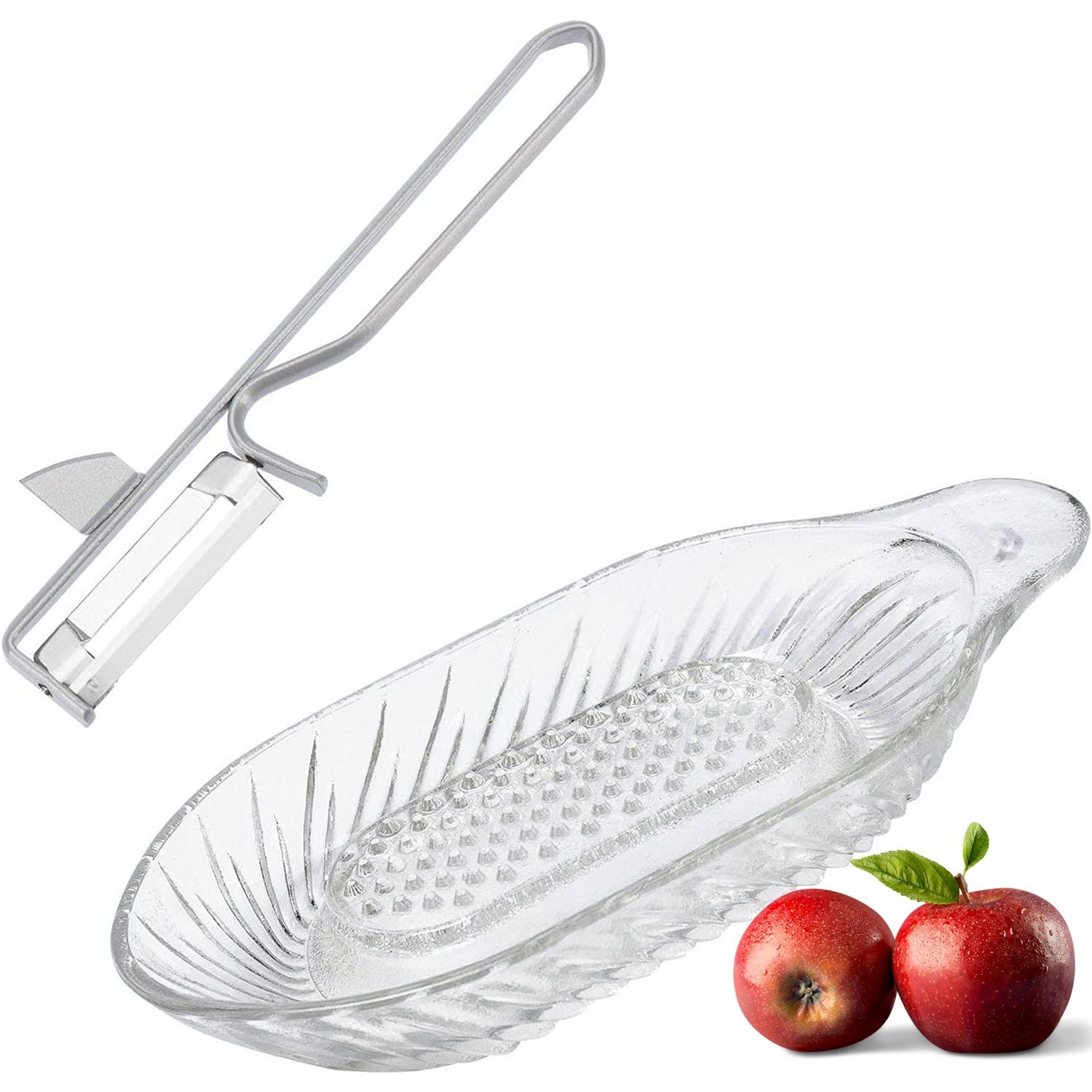 WESTMARK Multireibe / Apfelreibe und Sparschäler, 2-tlg. Set, Glas, Edelstahl, Stahl