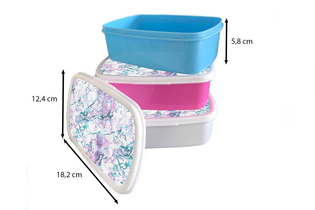 Kunststoff Lunchbox - - Kinder, (2-tlg), Brotbox - Erwachsene, rosa Mädchen, Kunststoff, für Marmor MuchoWow Farbe Brotdose Luxus Muster, Snackbox,