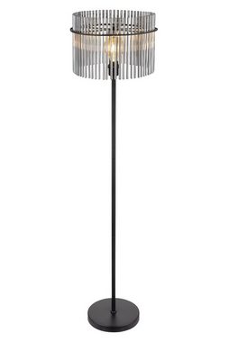 Globo Stehlampe Stehleuchte GORLEY, 1-flammig, H 152 cm, Schwarz, ohne Leuchtmittel, Metall, mit Stäben aus Rauchglas