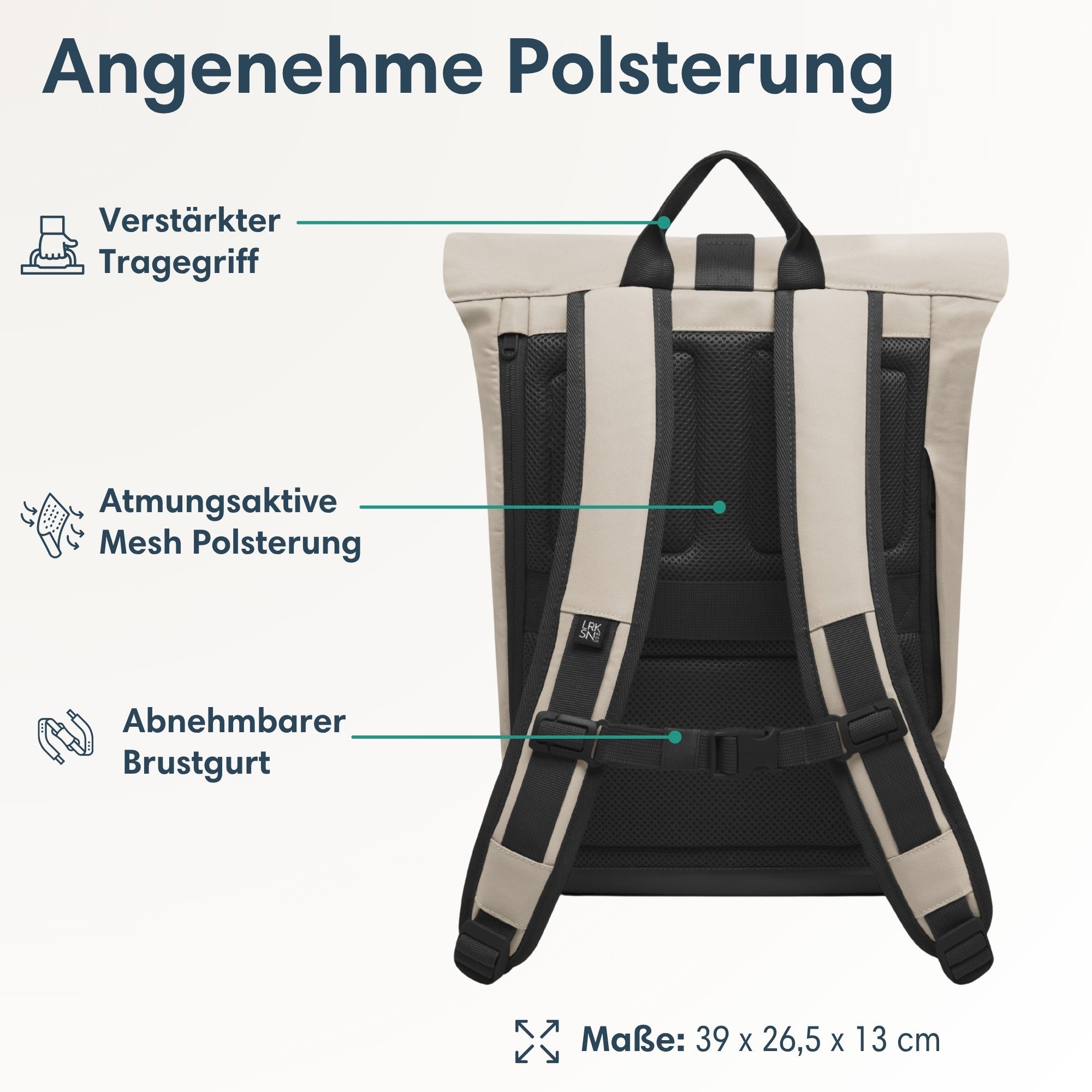 LARKSON Cityrucksack Janne Small Tagesrucksack 11-14 Liter für Damen & (1-tlg), Flexible Größe, Gepolstertes Laptopfach, Wasserabweisend