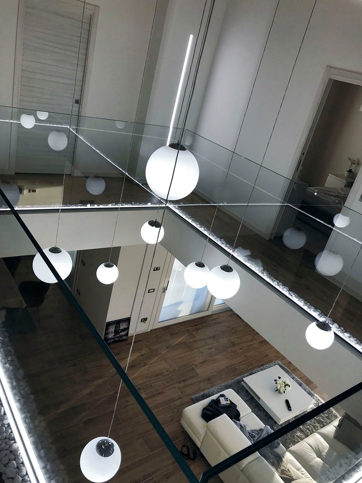 LUCE Glas City, Pendelleuchte ohne Leuchtmittel, Design geblasenes