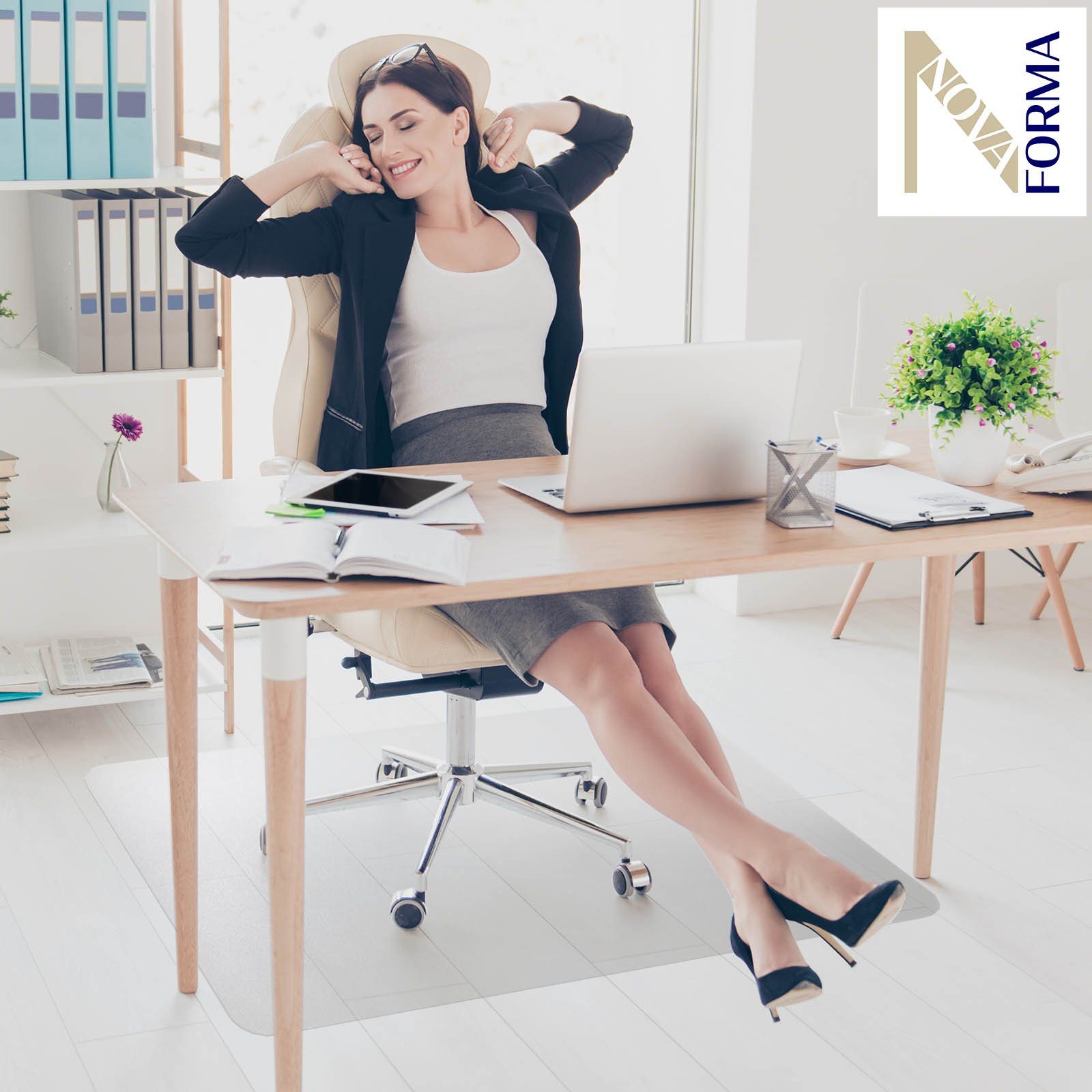 Nova Forma Bodenschutzmatte ECO-MAT, aus PET, transparente Stuhlmatte für Hartböden, 100% recyclebar