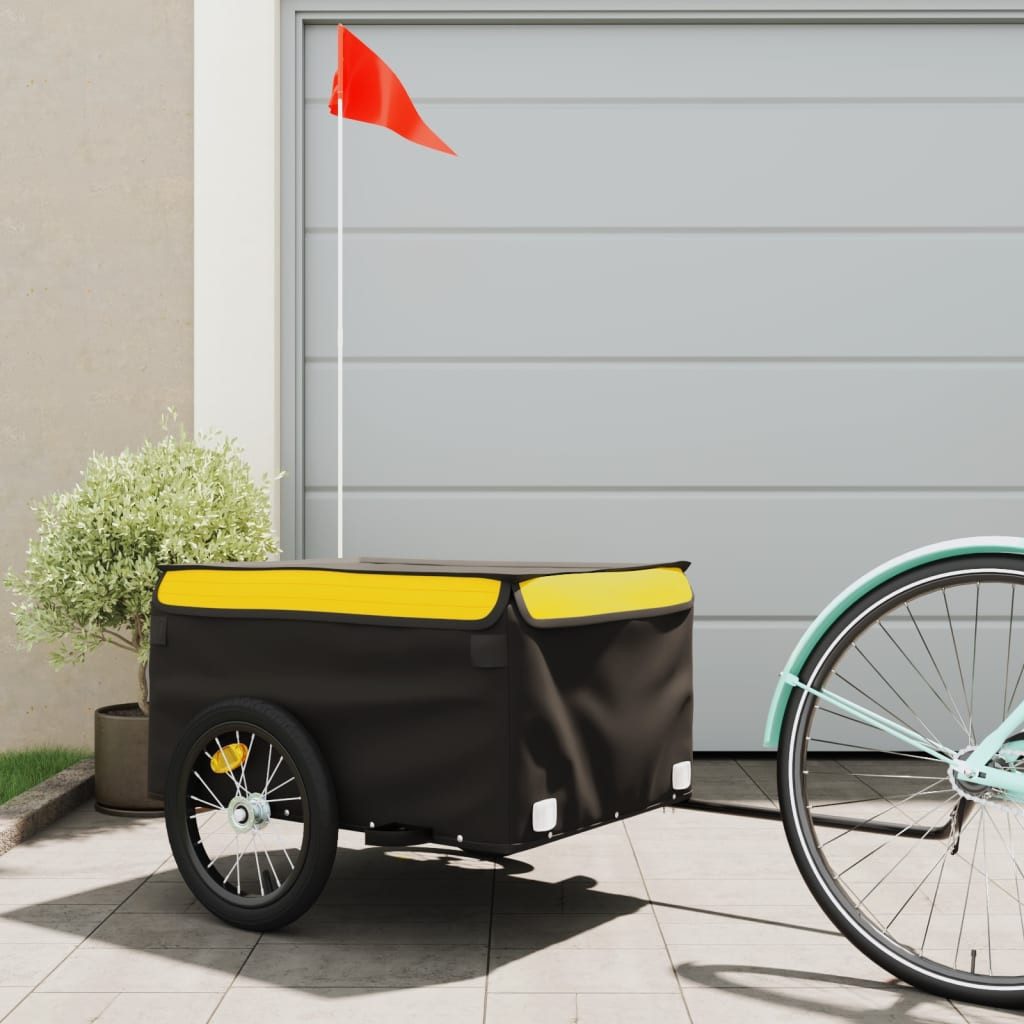 Thumbnail - vidaXL Fahrradkinderanhänger, Fahrradanhänger Schwarz und Gelb 45 kg Eisen