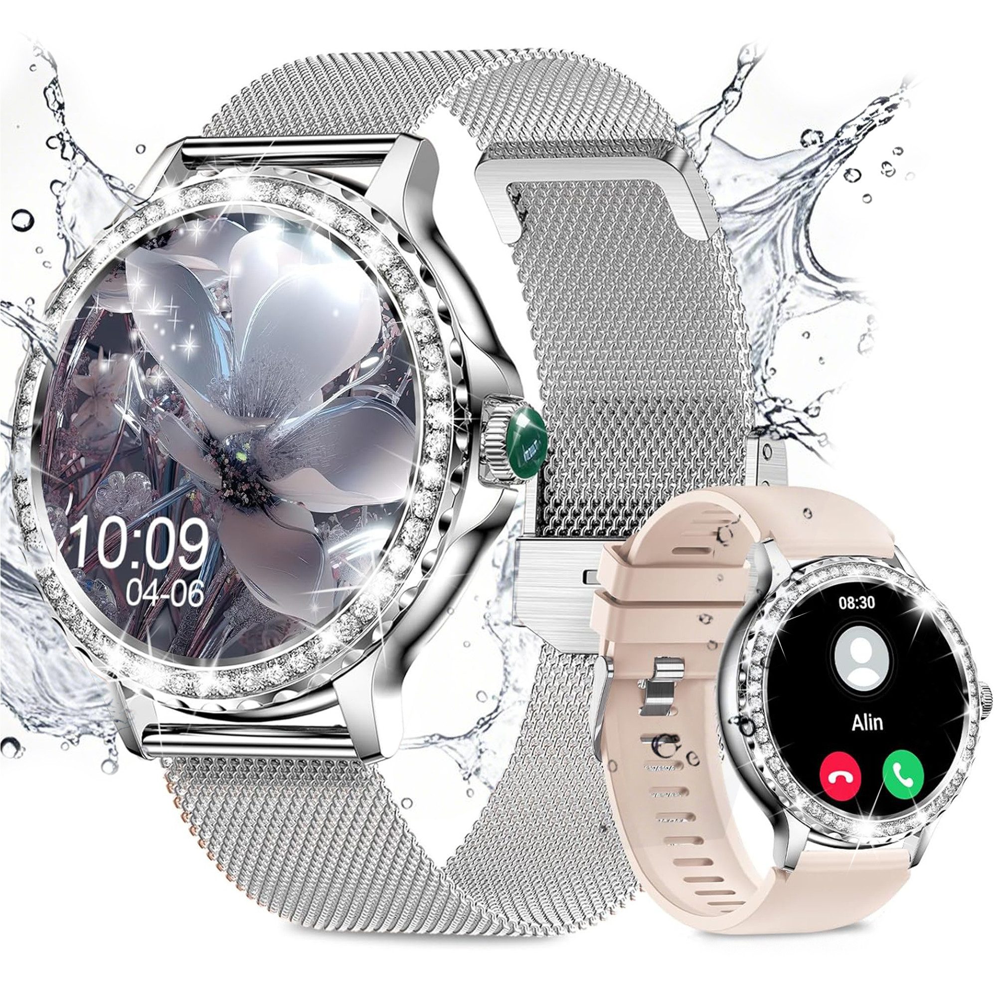 Smartwatch, Fitness Tracker Uhr für Damen mit Anruffunktion Smartwatch