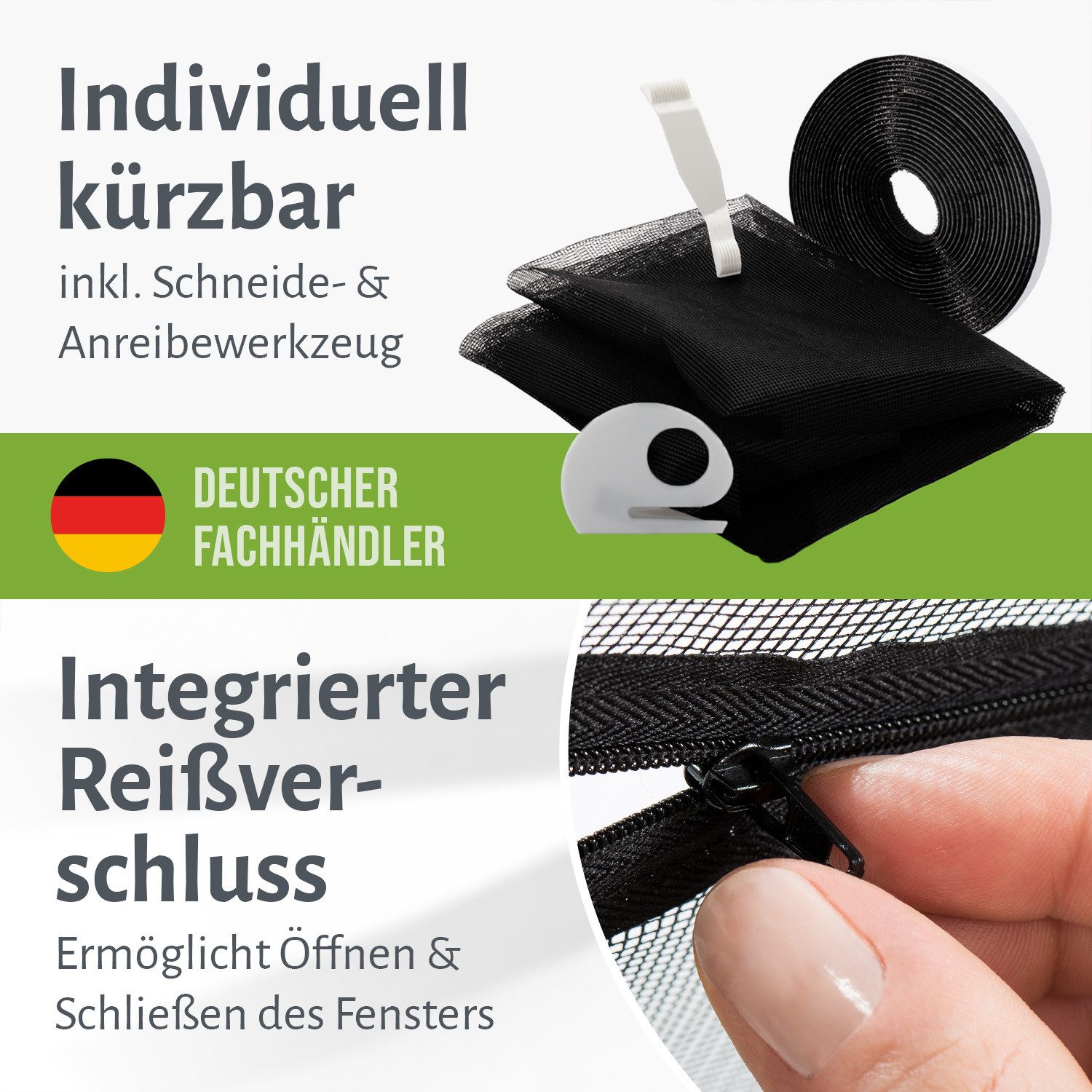 empasa Insektenschutz-Fensterrahmen Dachfenster, (1-St), Fliegengitter mit Klettband und Reißverschluss