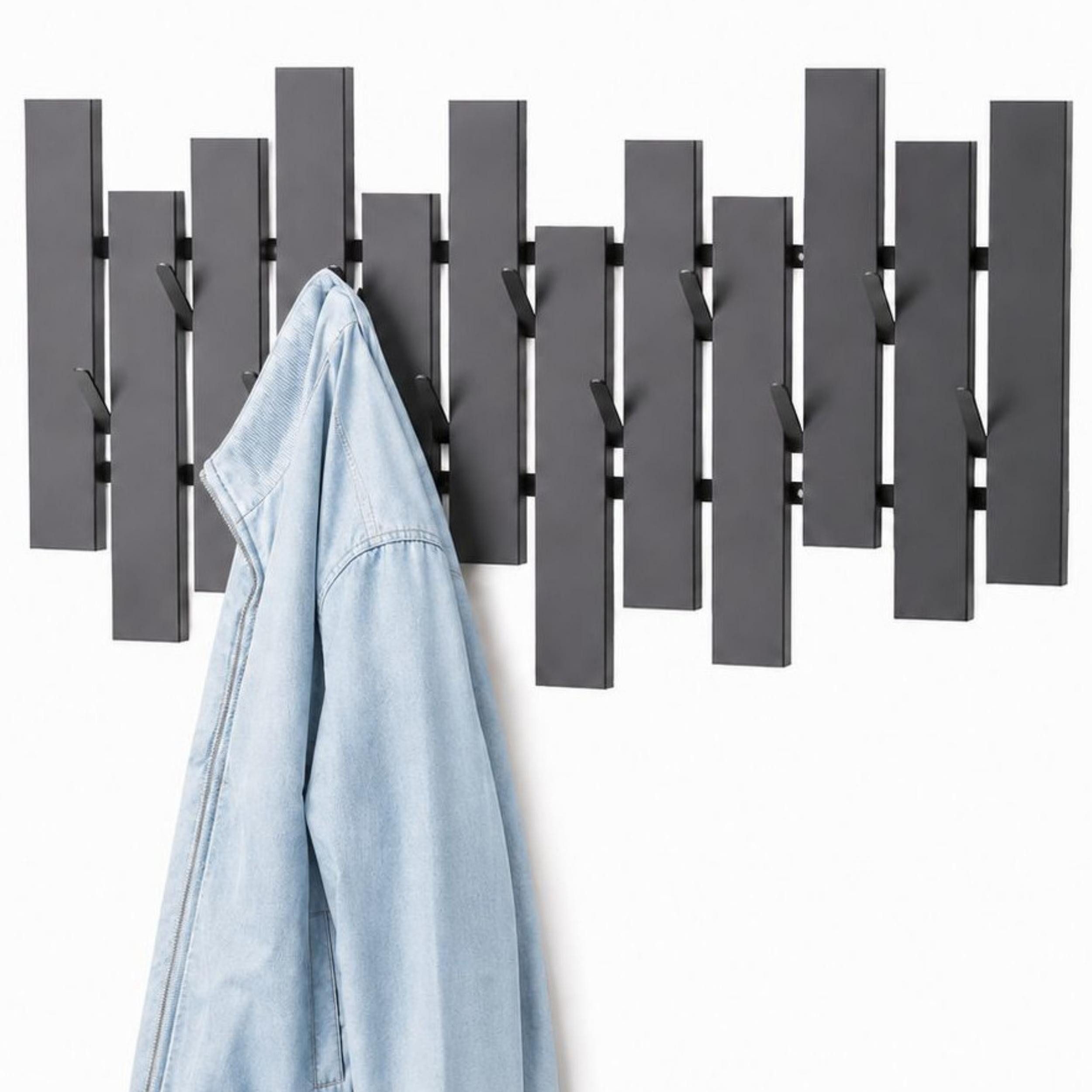 DanDiBo Wandgarderobe Garderobenleiste Schwarz Metall Modern 96713 Garderobe Wand mit Haken von DanDiBo
