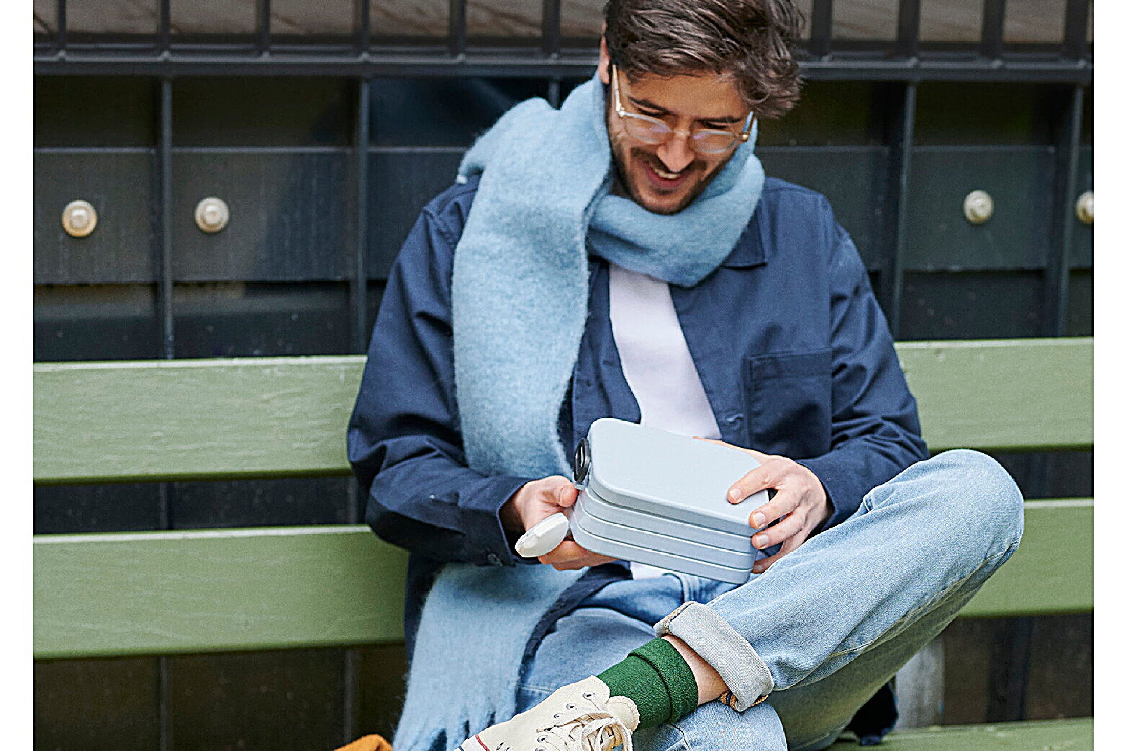 Mepal Lunchbox Brotdose Midi, mit Bento Box, Essenbox mit Fächern, Nordic Sage, Acrylnitril-Butadien-Styrol, tpe, Polypropylen, Für 2 Sandwiches oder 4 Brotscheiben, für kleine Snacks & Reste