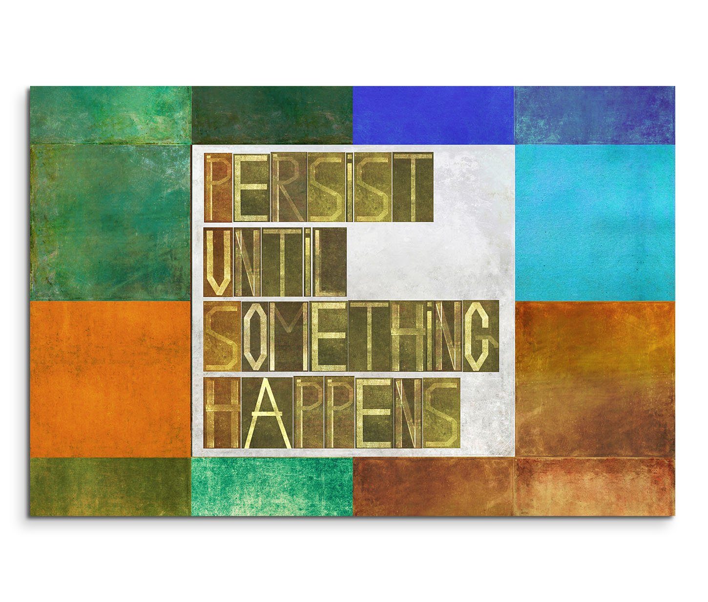 Sinus Art Leinwandbild 120x80cm Wandbild Hintergrund Geometrie Schrift Worte bunt