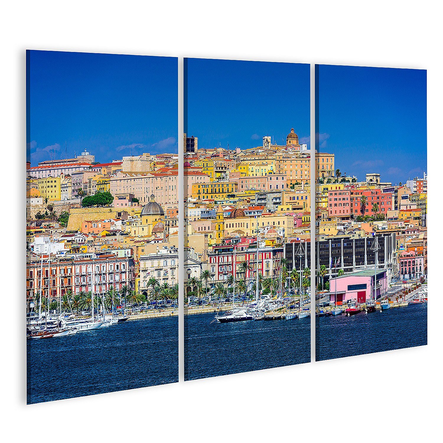 Leinwandbild Bild auf Leinwand Cagliari Sardinien Italien Küste Skyline auf dem Mit