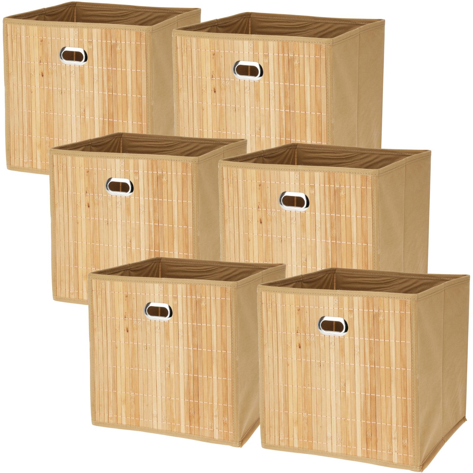 Koopman Aufbewahrungsbox Aufbewahrung 31x31x31cm Bambus faltbar 6er Set (6 St), Flexibel, Hellbraun, Leicht, Faltbar, Aufbewahrungsbox