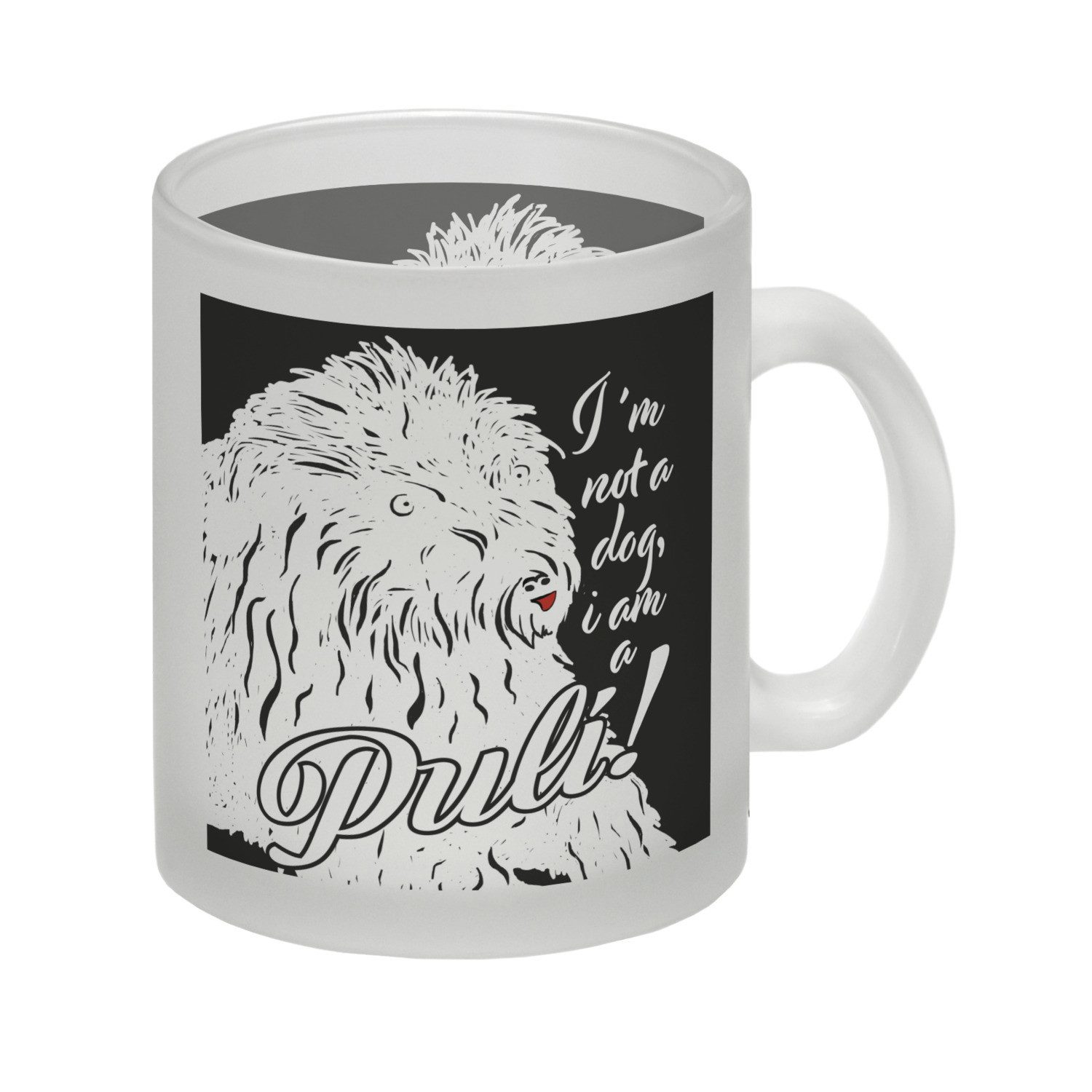 Tasse I'm not a dog I am a Puli! Glas Tasse in weiß