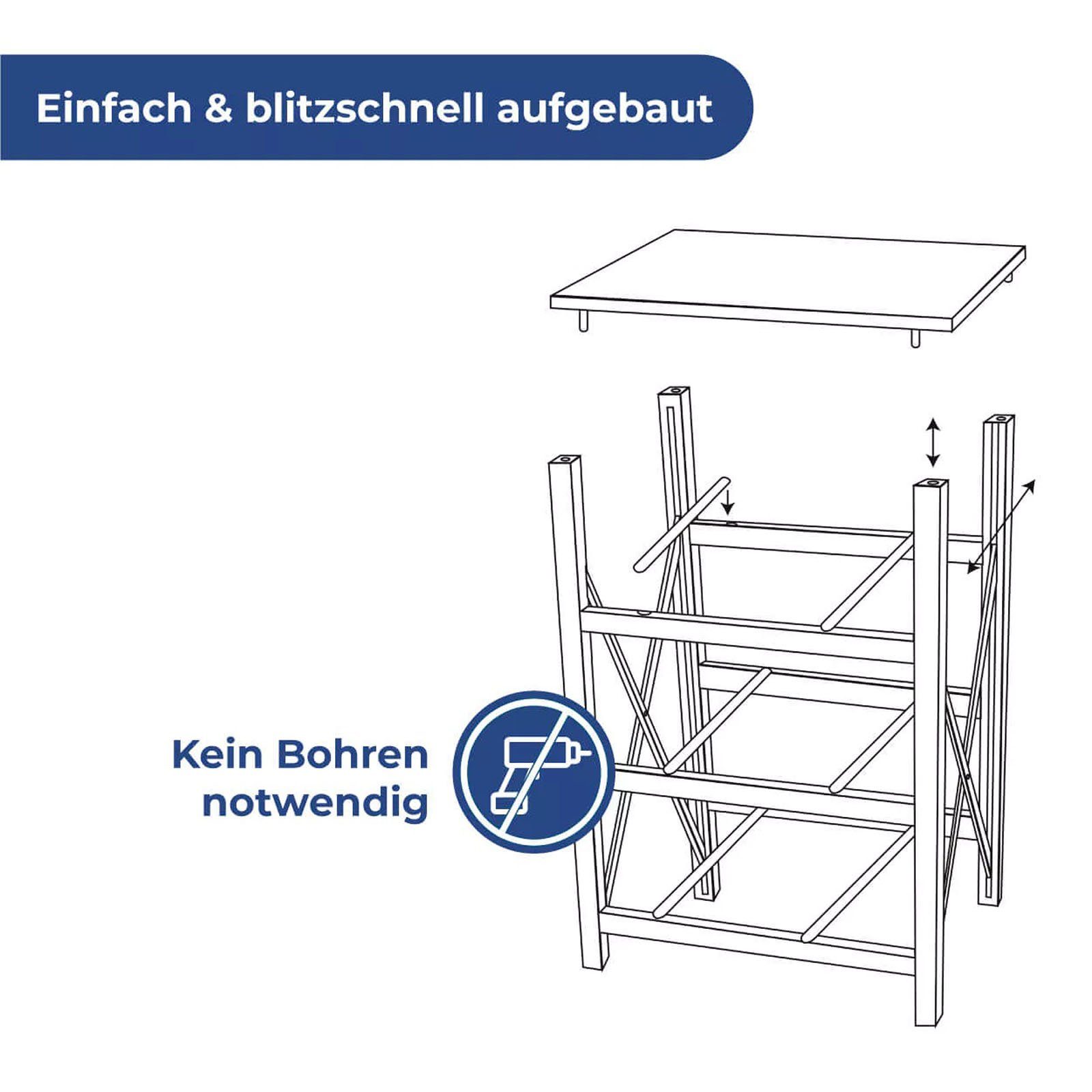Maximex Standregal Faltregal Regal klappbar Badregal Wohnregal Nachttisch, mit 3 Schubladen 60x32x 41 cm
