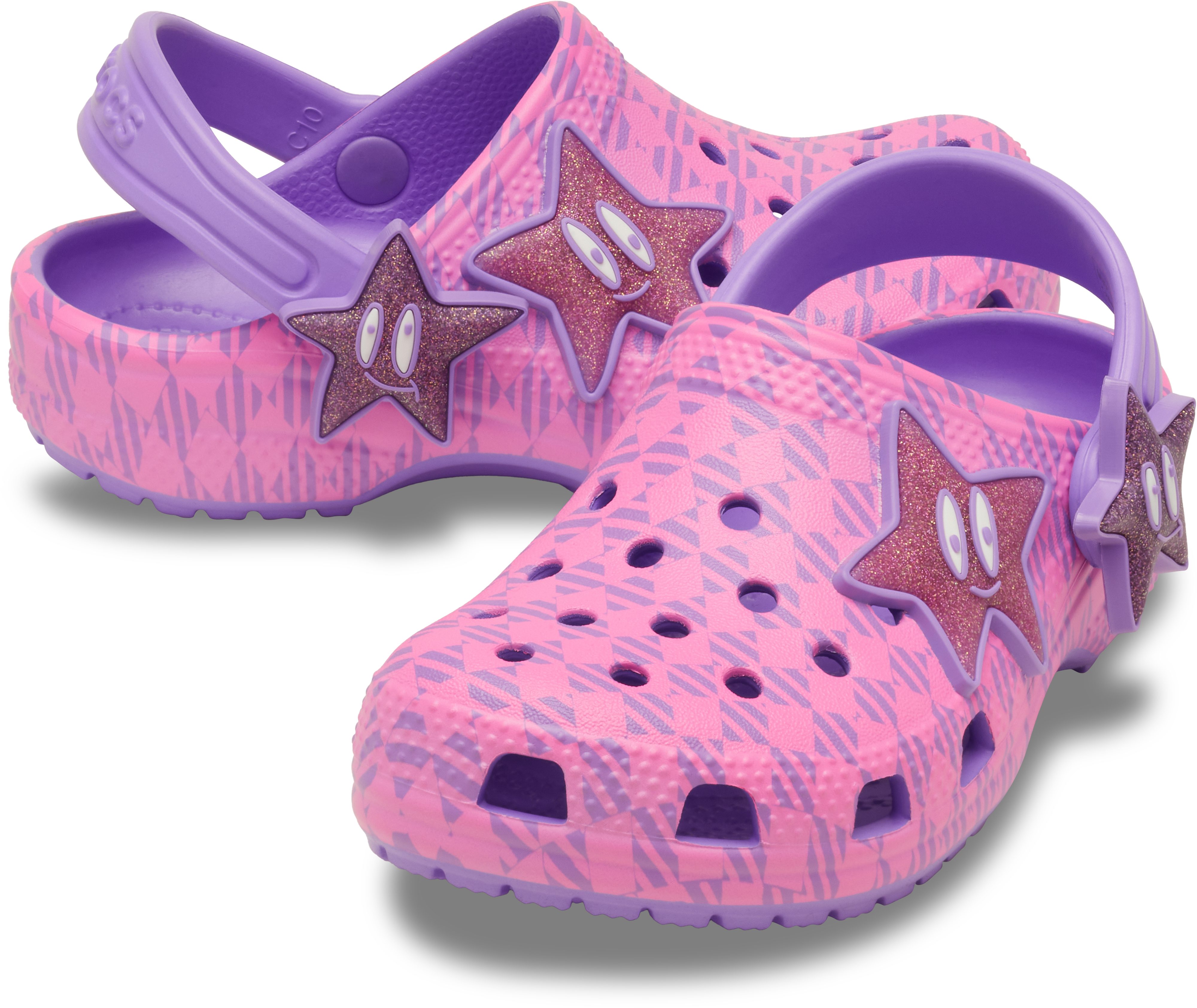 Crocs Classic Plaid and Stars Clog T Clog Schlupfschuh, Hausschuh mit schwenkbarem Fersenriemen