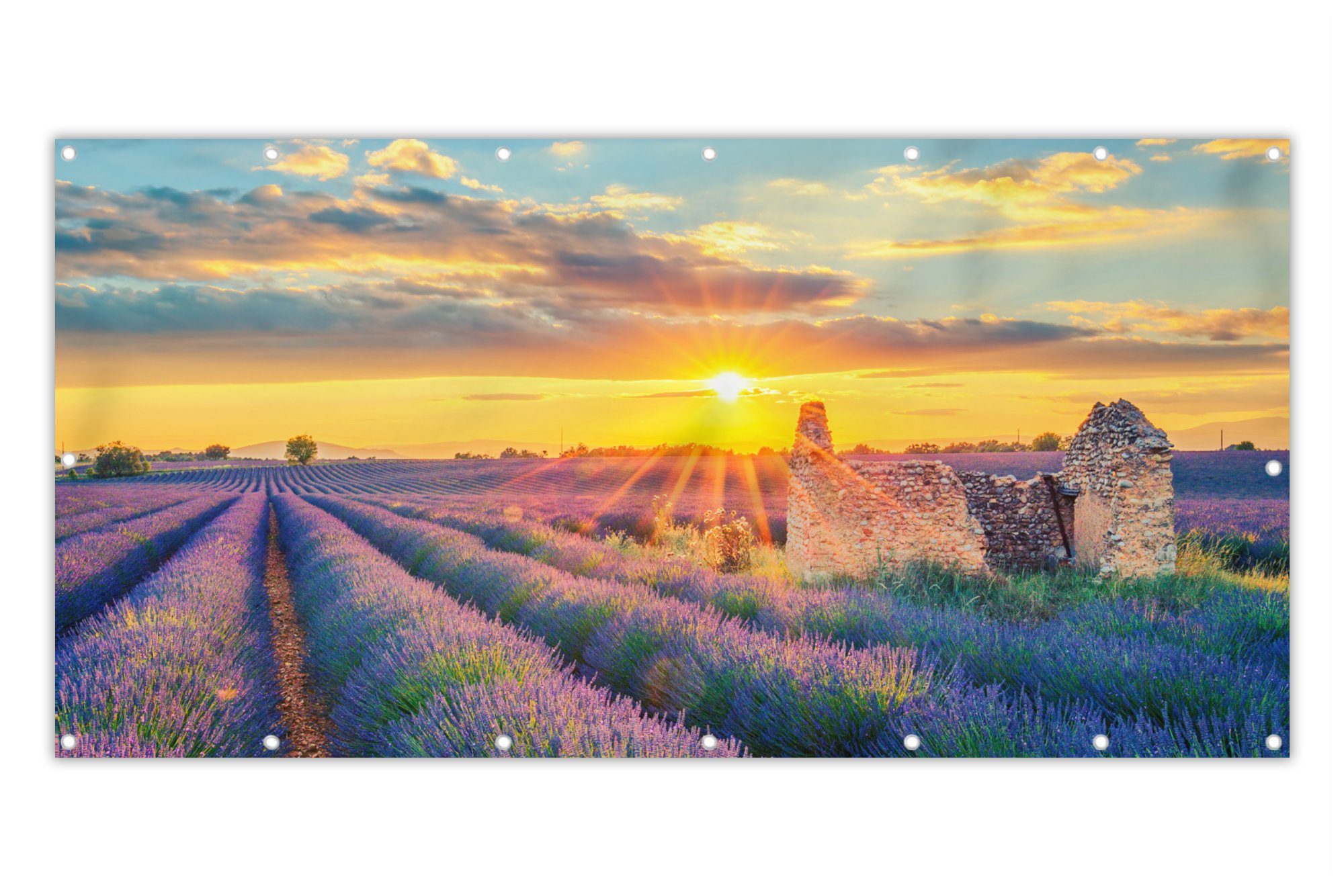MuchoWow Balkonsichtschutz Lavendel Sonnenuntergang Ruine Lila (1