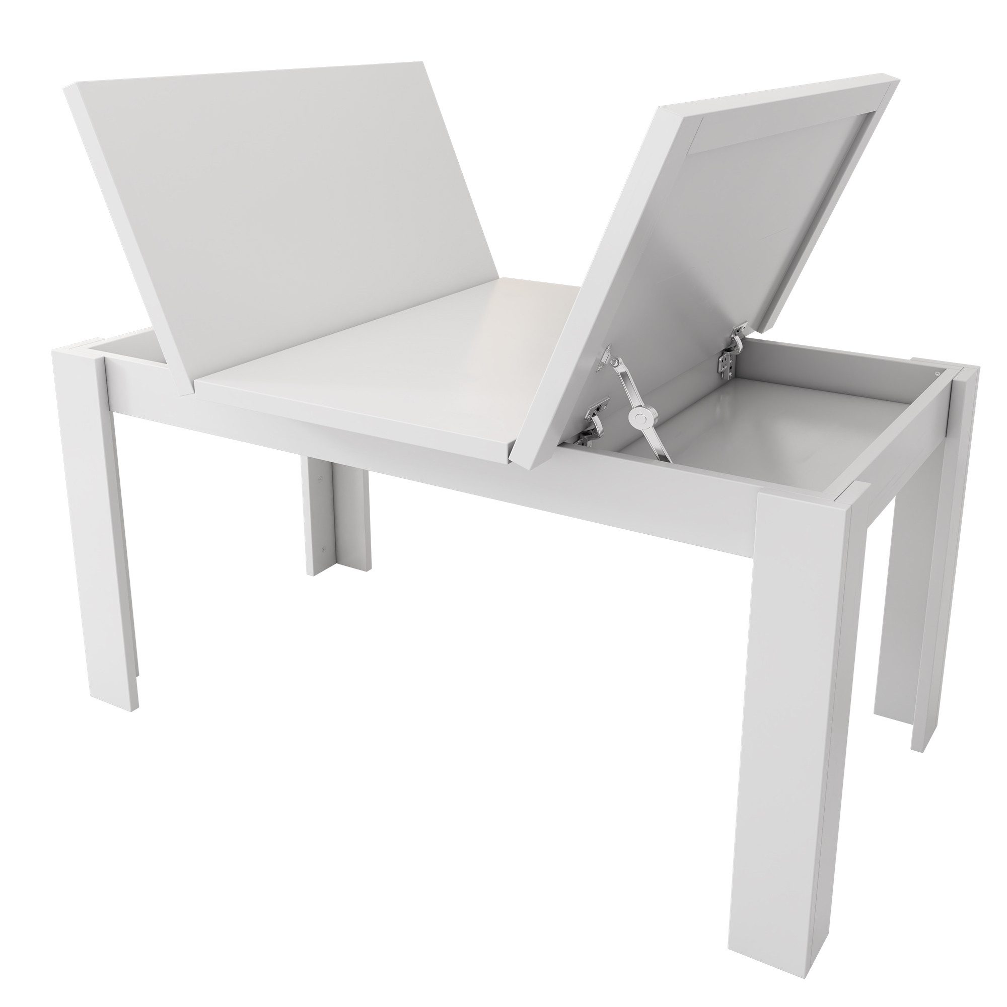 Flieks Esstisch mit Stauraum (1-St., 1 Tisch, B120/T70/H75 cm), rechteckig Küchentisch mit klappbar Arbeitsplatte Schreibtisch Weiß