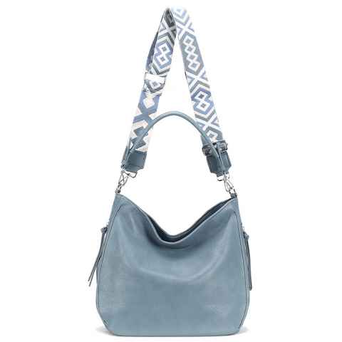 ITALYSHOP24 Schultertasche DAMEN TASCHE SHOPPER Hobo Cross Over Bag Reisetasche Umhängetasche, LEDER OPTIK Beuteltasche Cross body für Schule Reise Freizeit Urlaub