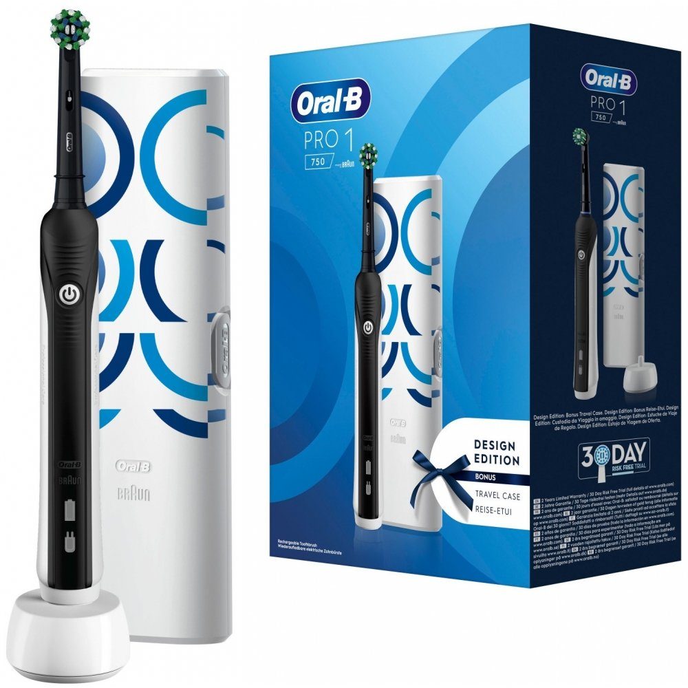 Oral-B Elektrische Zahnbürste PRO 1 750 Black Design Edition - Elektrische Zahnbürste - schwarz